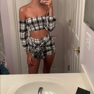 Plaid two piece set